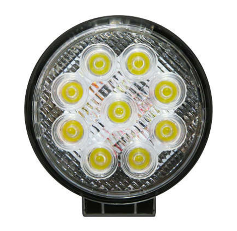 FAROL AUXILIAR DE LED REDONDO BIVOLT 12 / 24V 27WATTS 9 LEDS/ 6000K - UNIVERSAL - TK0003