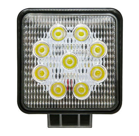 FAROL AUXILIAR DE LED QUADRADO BIVOLT 12 / 24V 27WATTS 9 LEDS/ 6000K - UNIVERSAL - TK0002